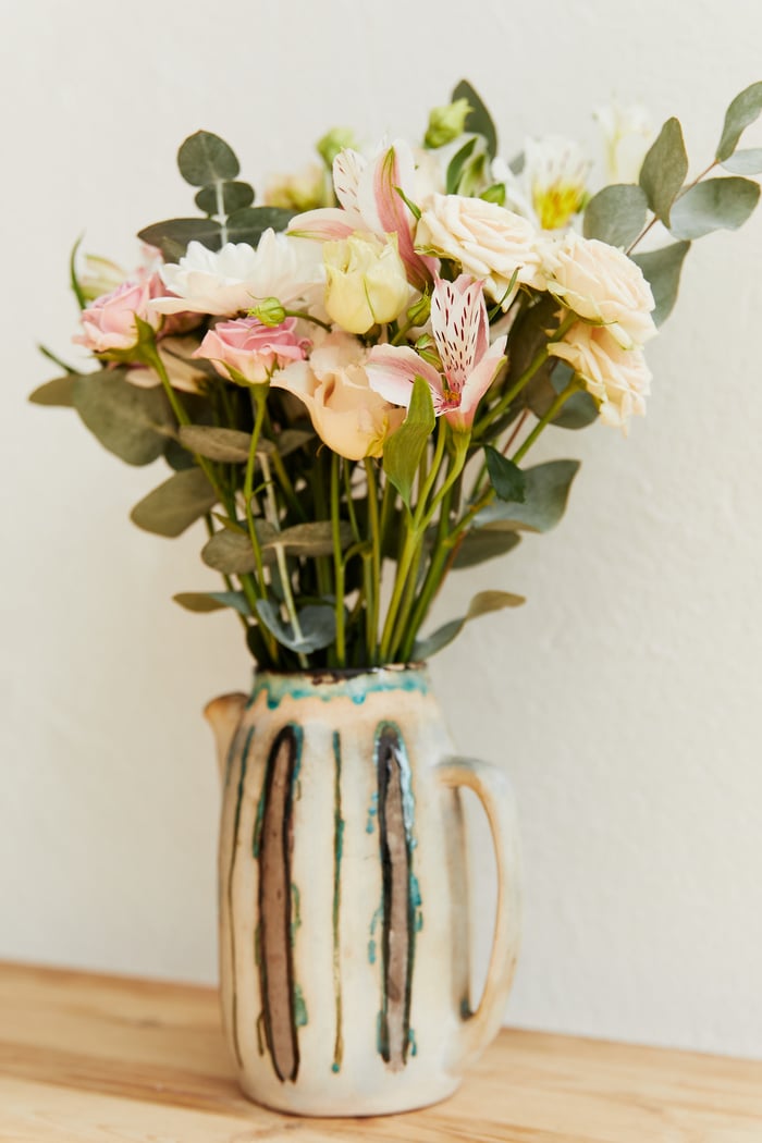 Pink and White Flowers in Vase